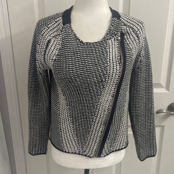 Papillon Knit Asymmetric Zip Cropped Cardigan Sweater Sz S - Picture 4 of 9